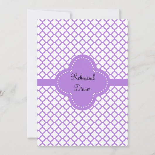 Monogram Lavender Quatrefolienmuster-Probe Einladung (Rückseite)