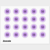 Monogram Lavender Quatrefolienmuster Runder Aufkleber (Blatt)