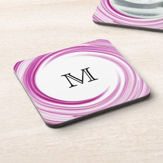 Monogram Lavender Swirl Abstrakt Art Untersetzer (Linke Seite)