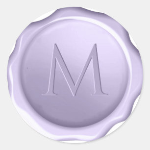 Monogram Lavender Wax Siegel Embossed Initial Lila Runder Aufkleber
