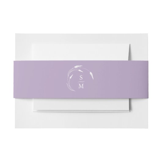 Monogram Lavender Wedding Einladungsbanderole (Vorderseite Beispiel)