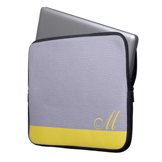 Monogram Lavender Yellow Elegante Laptop-Sieb Laptopschutzhülle (Vorderseite Links)