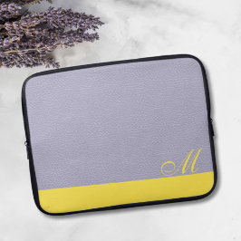 Monogram Lavender Yellow Elegante Laptop-Sieb Laptopschutzhülle