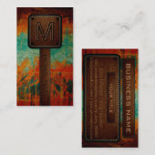 Monogram Leather Look Visitenkarte (Vorne/Hinten)