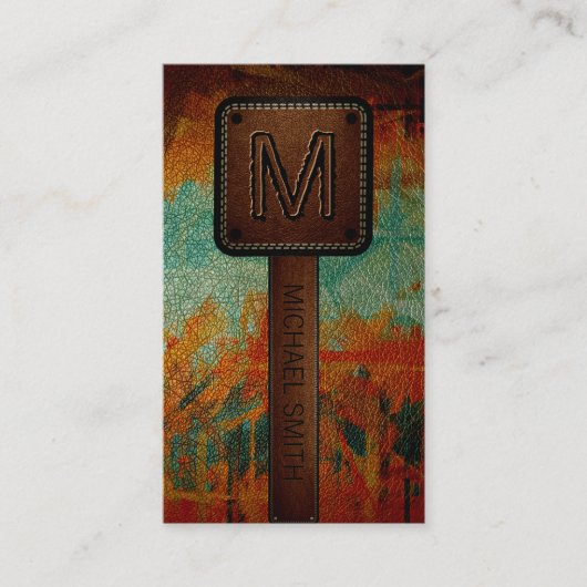 Monogram Leather Look Visitenkarte (Vorderseite)