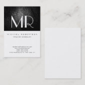 Monogram Leather White Parisian Business Card Visitenkarte (Vorne/Hinten)