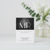 Monogram Leather White Parisian Business Card Visitenkarte (Stehend Vorderseite)
