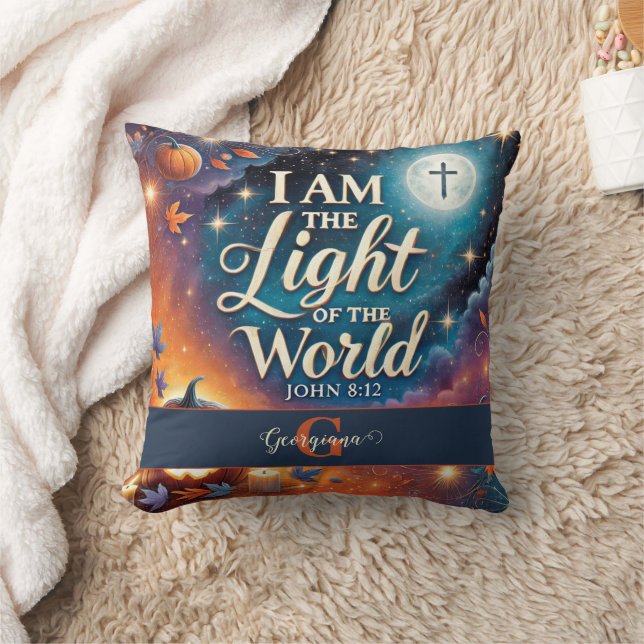 Monogram Lebendige Christliche Halloween Bibelvers Kissen (Decke)