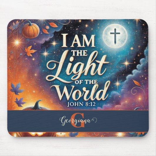 Monogram Lebendige Christliche Halloween Bibelvers Mousepad (Vorne)