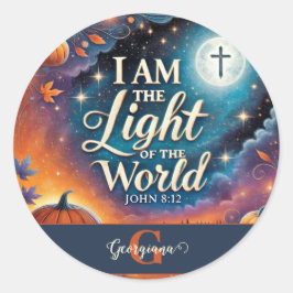 Monogram Lebendige Christliche Halloween Bibelvers Runder Aufkleber