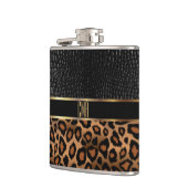 Monogram Leder und Leopard Muster Flachmann (Links)