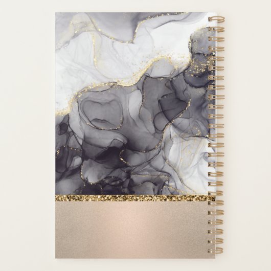 Monogram-Lehrer-Planner aus Gold und schwarzem Mar Planer (Rückseite)