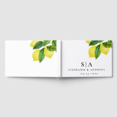 Monogram Lemon Citrus Branch Greenerity Wedding Gästebuch (Voll)