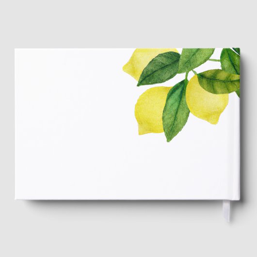 Monogram Lemon Citrus Branch Greenerity Wedding Gästebuch (Rückseite)
