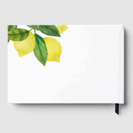 Monogram Lemon Citrus Branch Greenerity Wedding Gästebuch (Rückseite)