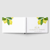 Monogram Lemon Citrus Branch Greenerity Wedding Gästebuch (Voll)
