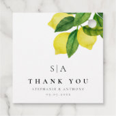 Monogram Lemon Citrus Branch Greenerity Wedding Geschenkanhänger (Rückseite)