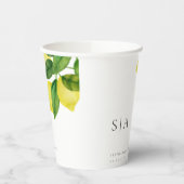 Monogram Lemon Citrus Branch Greenerity Wedding Pappbecher (Links)