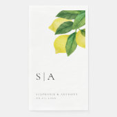 Monogram Lemon Citrus Branch Greenerity Wedding Serviette (Vorderseite)