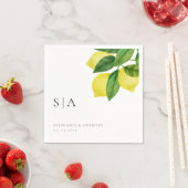 Monogram Lemon Citrus Branch Greenerity Wedding Serviette (Beispiel)