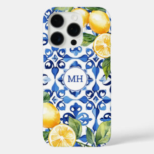 Monogram Lemon Citrus Fruit Elegant Mittelmeer iPhone 16 Pro Hülle
