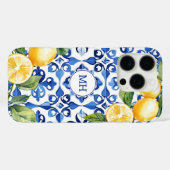 Monogram Lemon Citrus Fruit Elegant Mittelmeer Case-Mate iPhone Hülle (Rückseite (Horizontal))