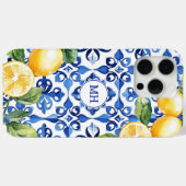 Monogram Lemon Citrus Fruit Elegant Mittelmeer Case-Mate iPhone Hülle (Rückseite (Horizontal))