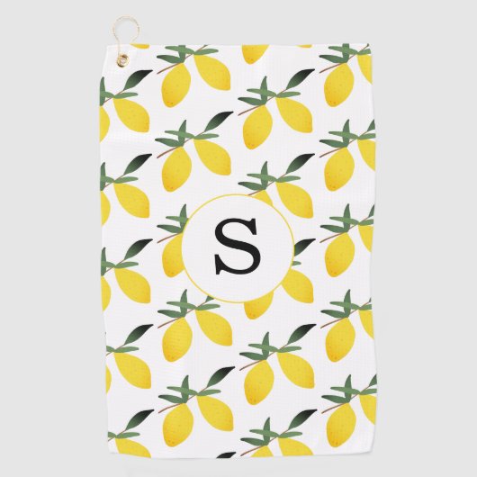 Monogram Lemon Citrus Golfhandtuch (Vorderseite)