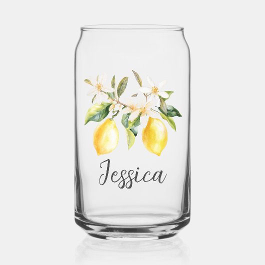 Monogram Lemon Fruits White Flowers Tree Branch Dosenglas (Vorderseite)