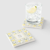 Monogram Lemon Muster Steinuntersetzer (Seitenansicht)