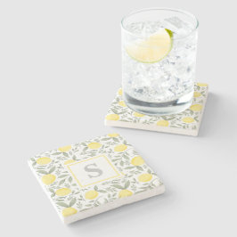 Monogram Lemon Muster Steinuntersetzer