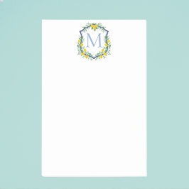 Monogram Lemon Wappen, Blau und Weiß, kundenspezif Post-it Klebezettel