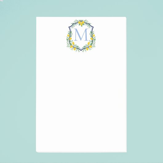 Monogram Lemon Wappen, Blau und Weiß, kundenspezif Post-it Klebezettel