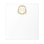 Monogram Lemon Wappen, Pink & Orange Custom Notizblock (Vorderseite)