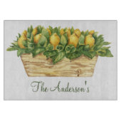 Monogram Lemons in einem schwarzen Blätter Schneidebrett (Vorderseite)