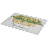 Monogram Lemons in einem schwarzen Blätter Schneidebrett (Ecke)