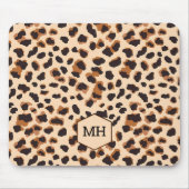 Monogram Leopard Brown Chic Girl Animal Print Mousepad (Vorne)