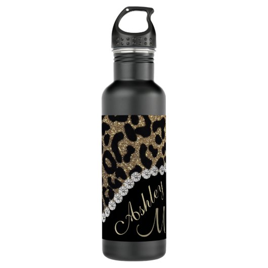 Monogram Leopard Diamon Glitzer Stainless Steel Wa Edelstahlflasche (Vorderseite)