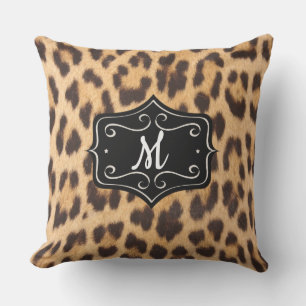 Monogram Leopard Print 20X20 Outdoor Pillow Kissen