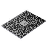 Monogram Leopard Print Animal Cheetah Gray Initial Notizblock (Linke Seite)