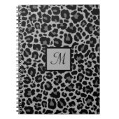 Monogram Leopard Print Animal Cheetah Gray Initial Notizblock (Vorderseite)
