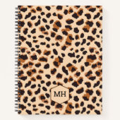 Monogram Leopard Print Chic Brown Blank Sketchbook Notizblock (Vorderseite)