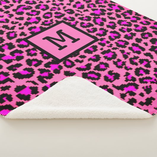 Monogram Leopard Print Initial Elegant Animal Pink Sherpadecke (3/4)