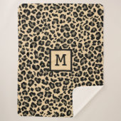 Monogram Leopard Print Initial Elegant Animal Sherpadecke (Vorderseite)