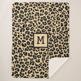 Monogram Leopard Print Initial Elegant Animal Sherpadecke