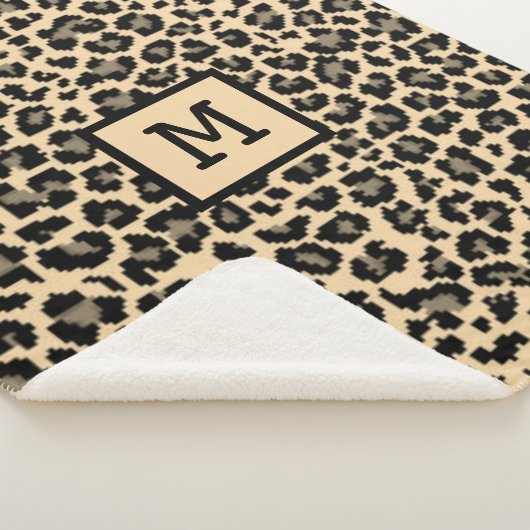 Monogram Leopard Print Initial Elegant Animal Sherpadecke (3/4)