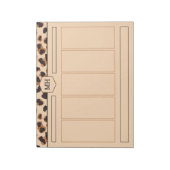 Monogram Leopard Print Modern Brown Black Animal Notizblock (Rotiert)