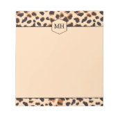 Monogram Leopard Print Modern Brown Black Animal Notizblock (Vorderseite)