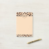 Monogram Leopard Print Modern Brown Black Animal Post-it Klebezettel (Auf Schreibtisch)