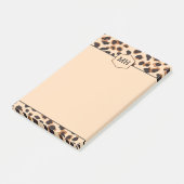 Monogram Leopard Print Modern Brown Black Animal Post-it Klebezettel (angewinkelt)